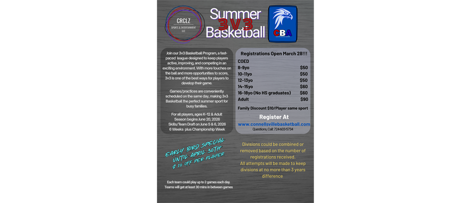 Summer 3v3 Basketball Registrations Now Open!!!